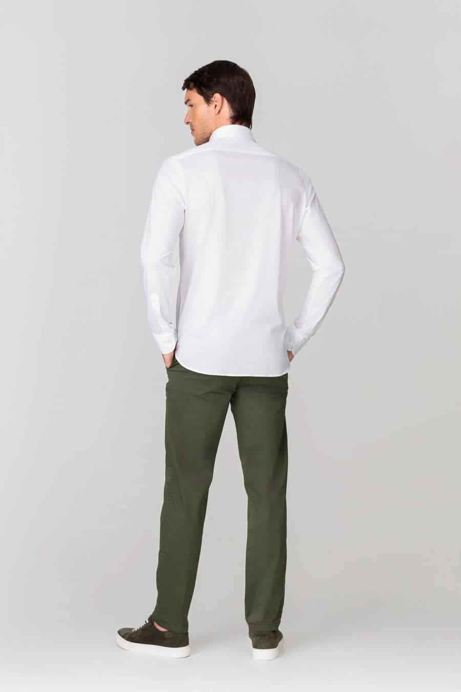 Men's cotton shirt white jersey - miniatura 3
