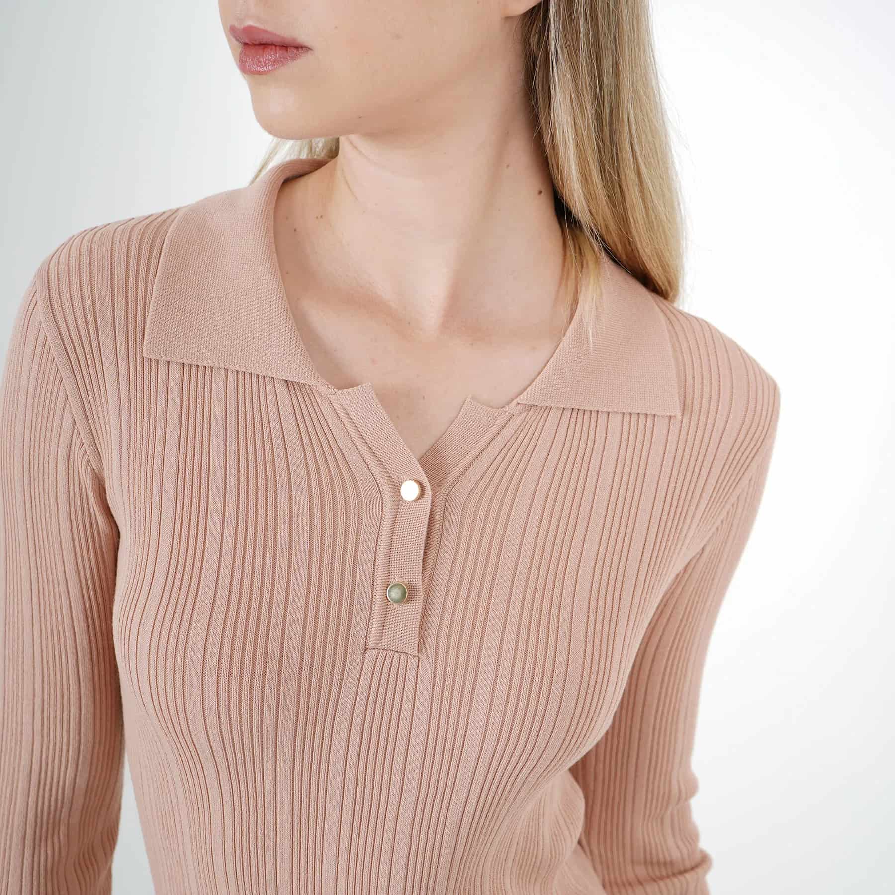 Suéter cuello polo manga larga botón frontal - miniatura 5