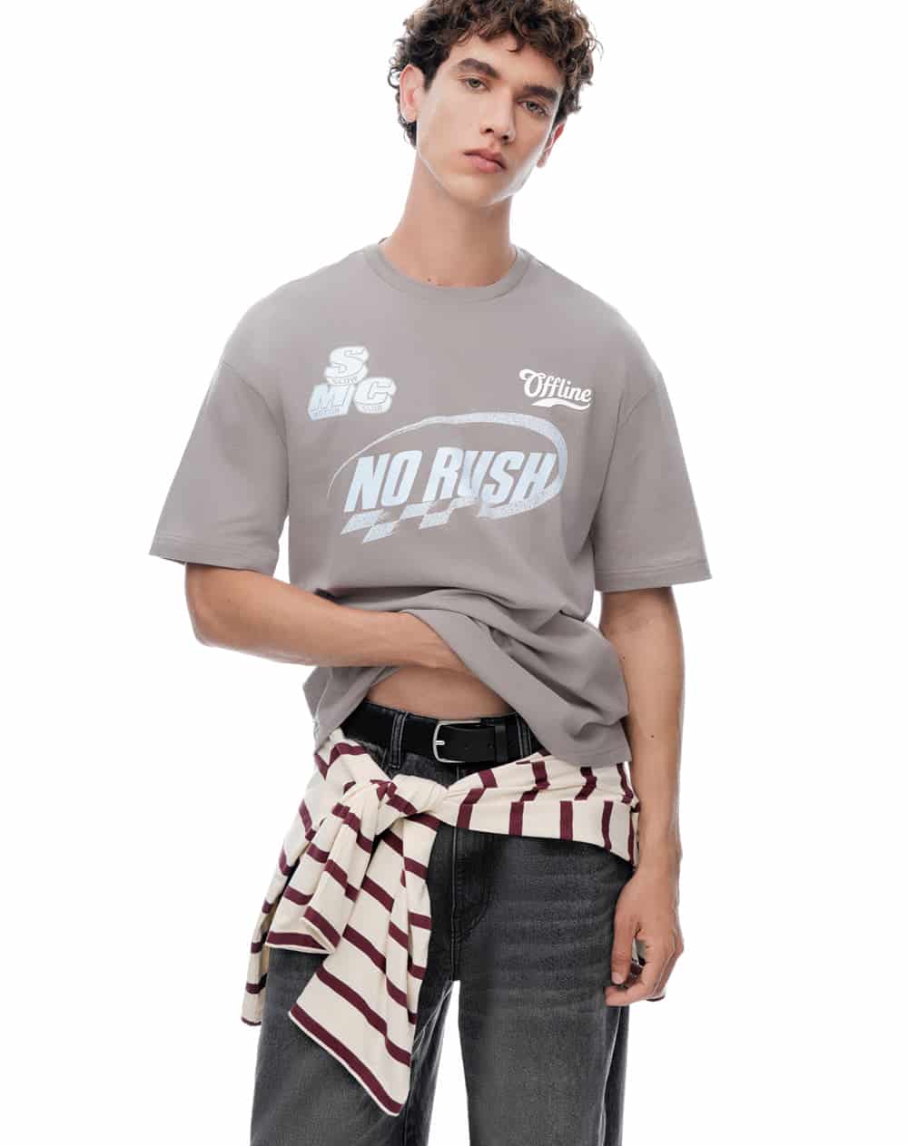 Camiseta manga corta regular estampado taupe hombre - miniatura 3