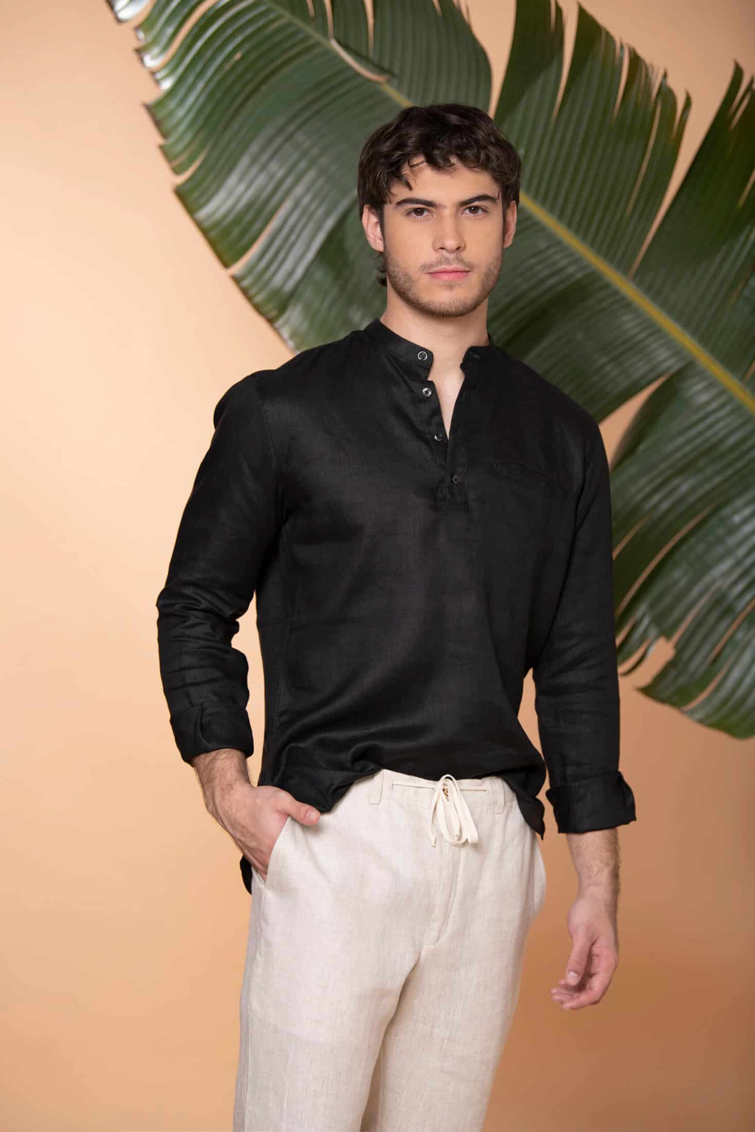 Camisa Mykonos Lino Negro - miniatura 6