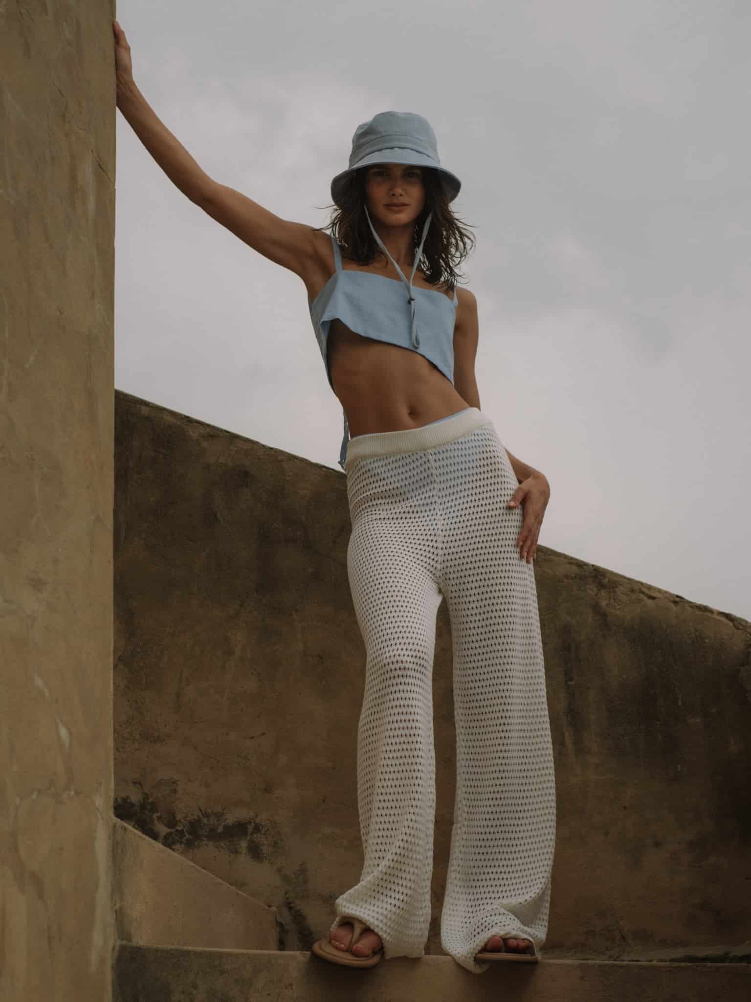 SQUARE LINEN TOP - BABY BLUE - miniatura 2