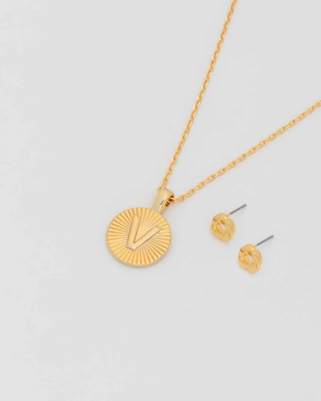 Collar Letra Destellos + Aretes - miniatura 10