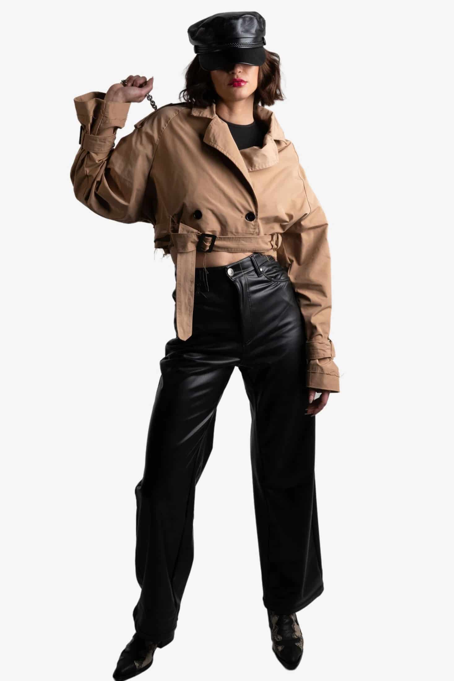 Gabardina Corta Camel - miniatura 2