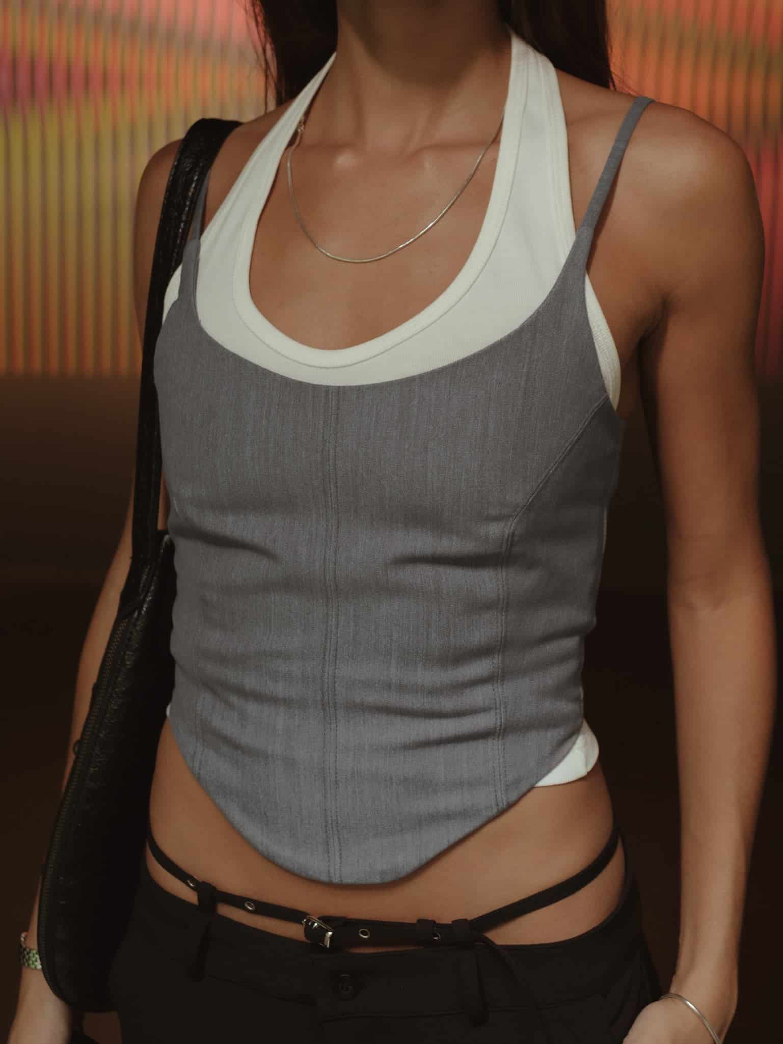 BACK LACE CORSET - GRAY - miniatura 9