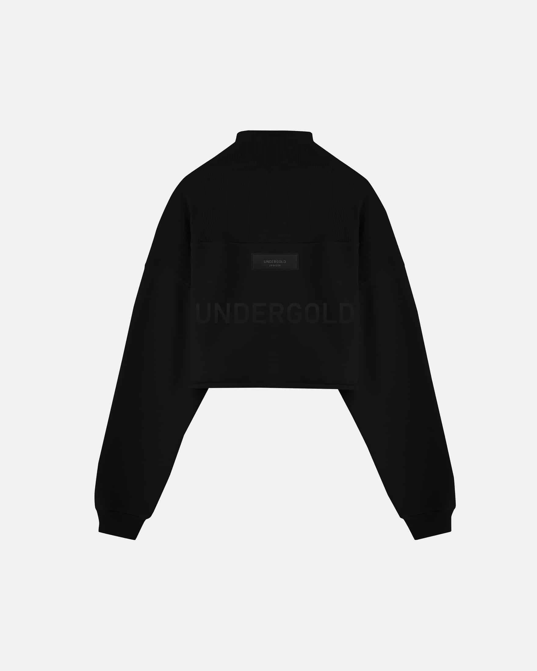 Line Logo Cropped Zip up Crewneck Black - miniatura 3