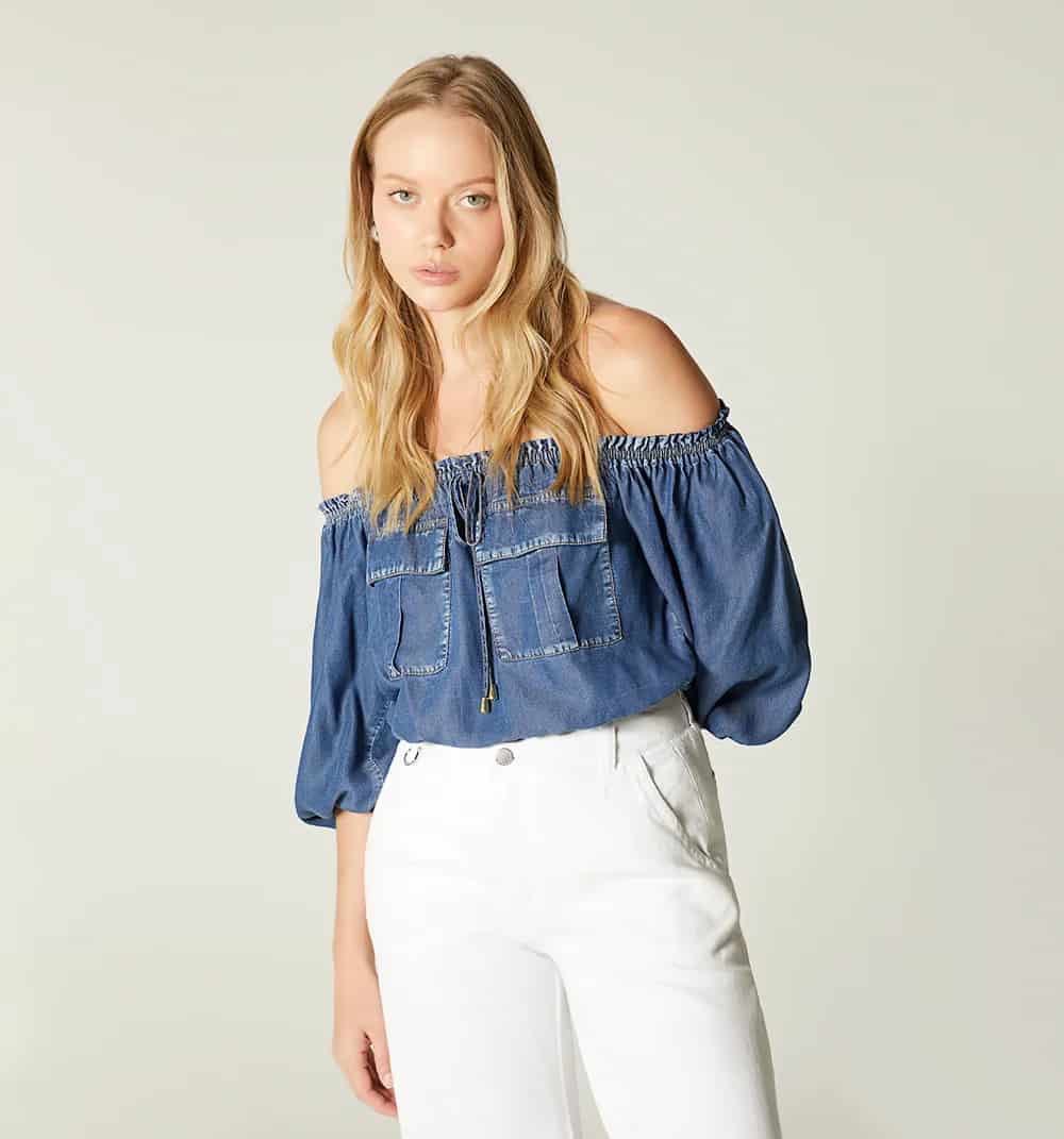 Blusa escote bandeja con bolsillos - miniatura 6