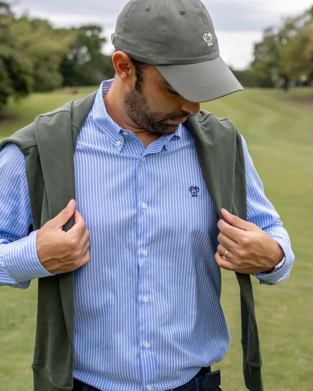 Camisa Antimanchas Oxford Rayas Azul Princeton - miniatura 5