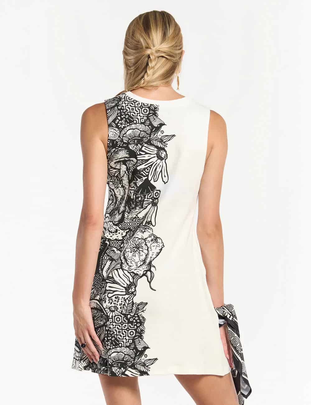 Vestido Corto cuello Alto Flora crudo Mujer - miniatura 7