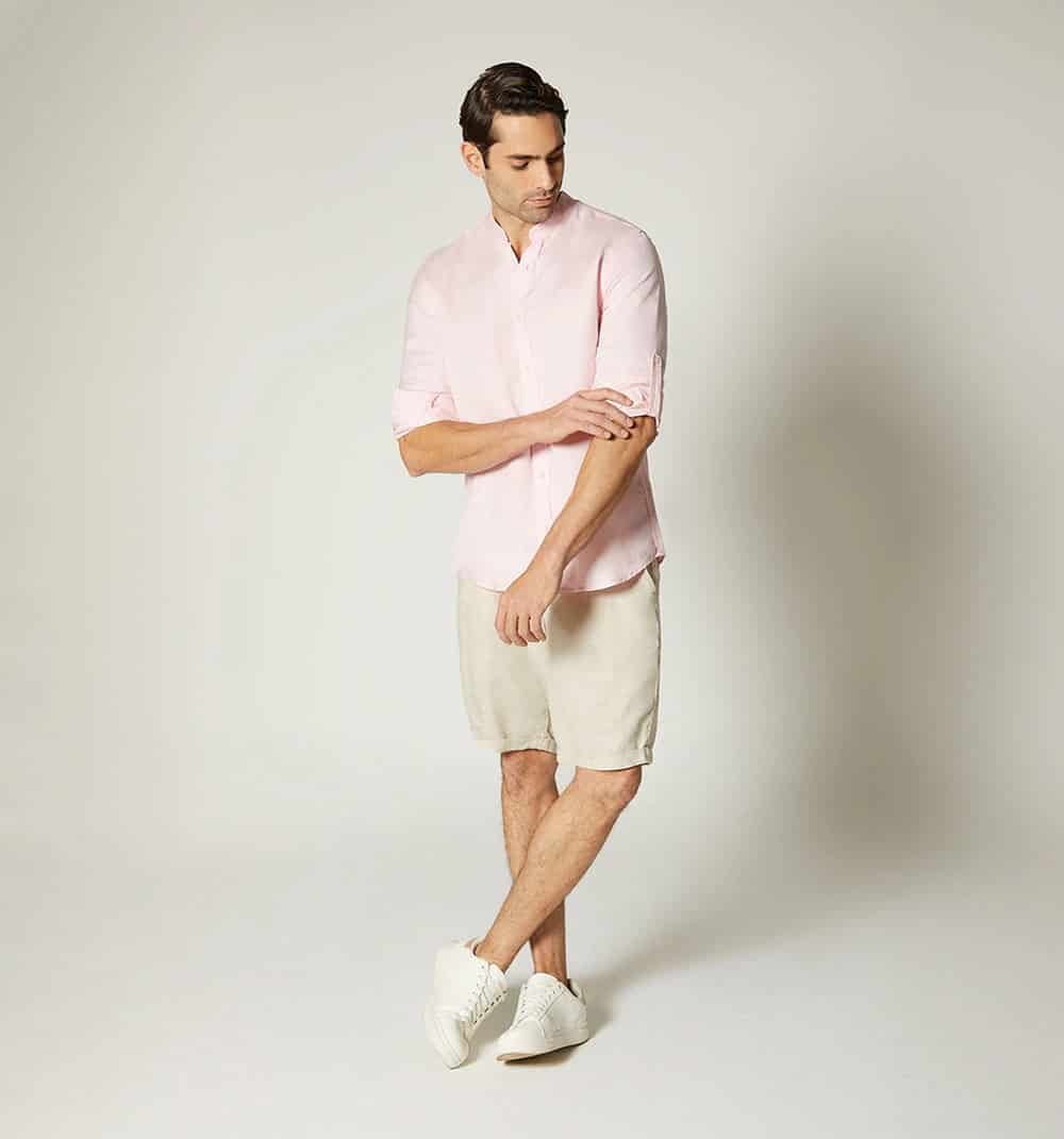 Camisa para hombre en lino cuello nerú m - miniatura 11