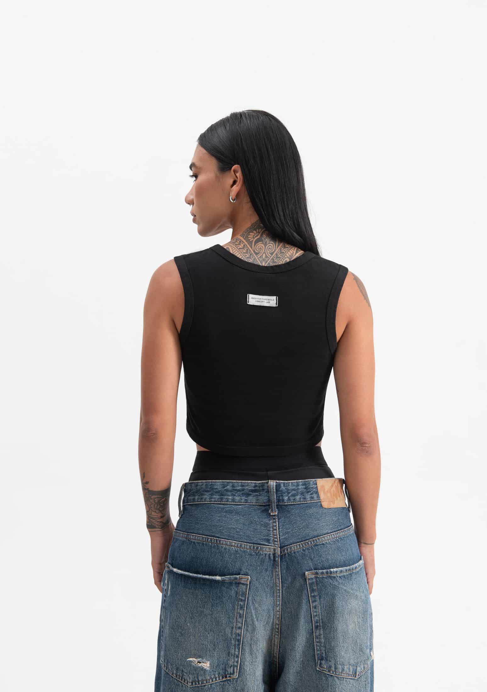 knockout black crop top - miniatura 3