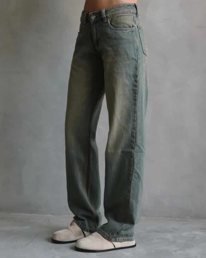 JEAN EXTRA LOW STRAIGHT FIT VINTAGE GREEN WASHED AZUL - miniatura 6