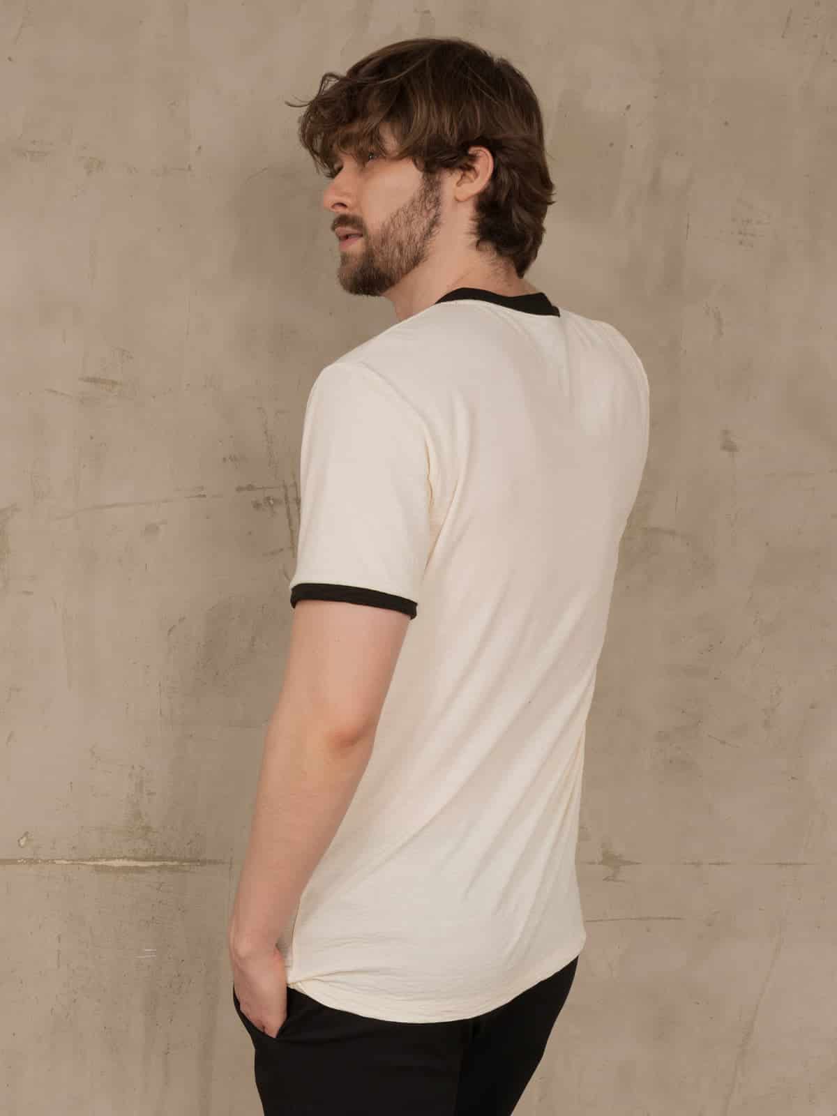 Camiseta hombre slim iza crema - miniatura 4
