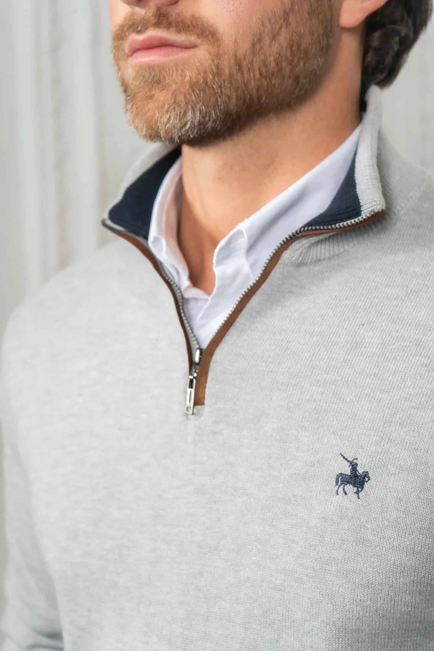Suéter Halfzip Legacy Hombre Gris Claro - miniatura 3