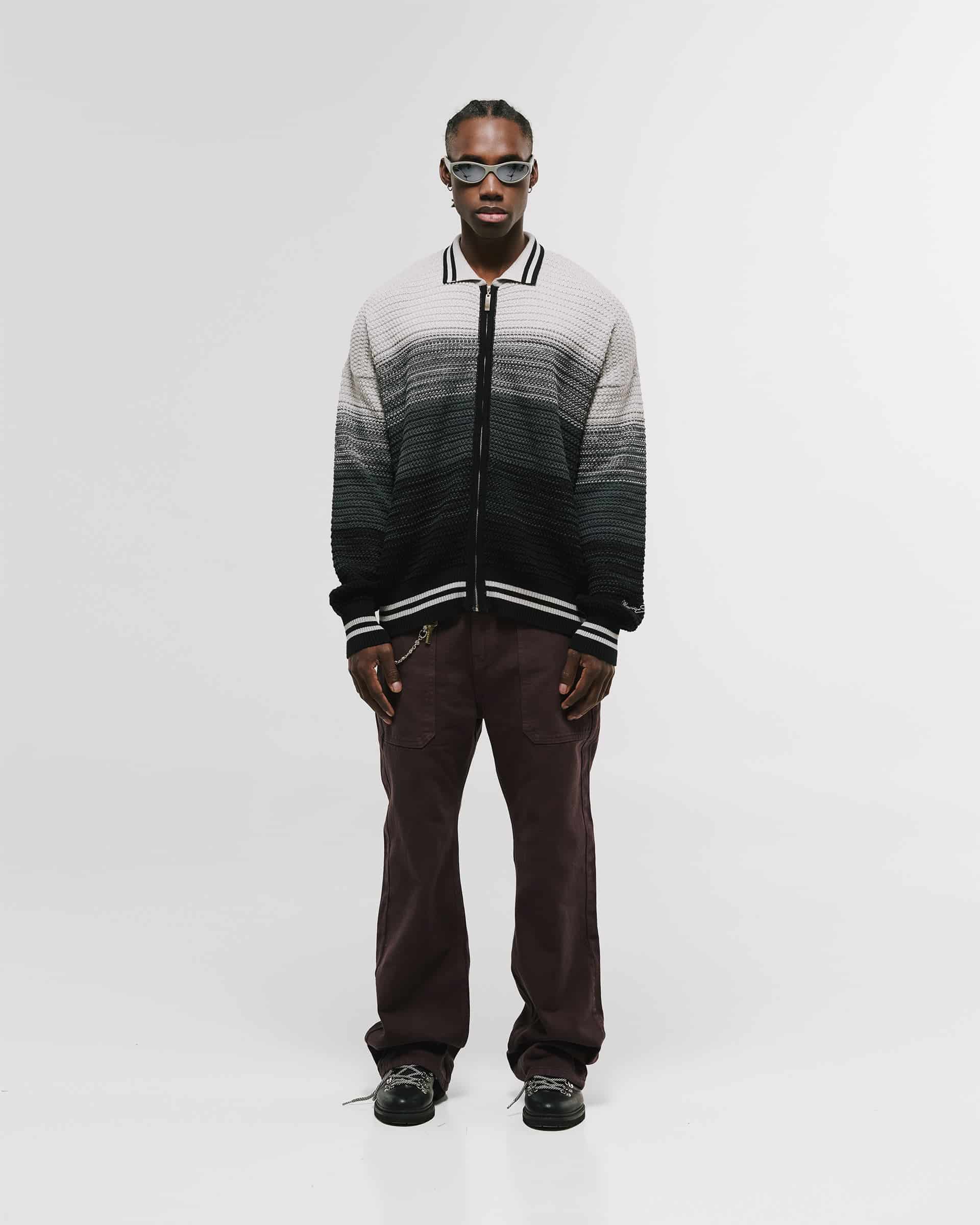 Zip Polo Gradient Knitwear - Negro y Gris - miniatura 5
