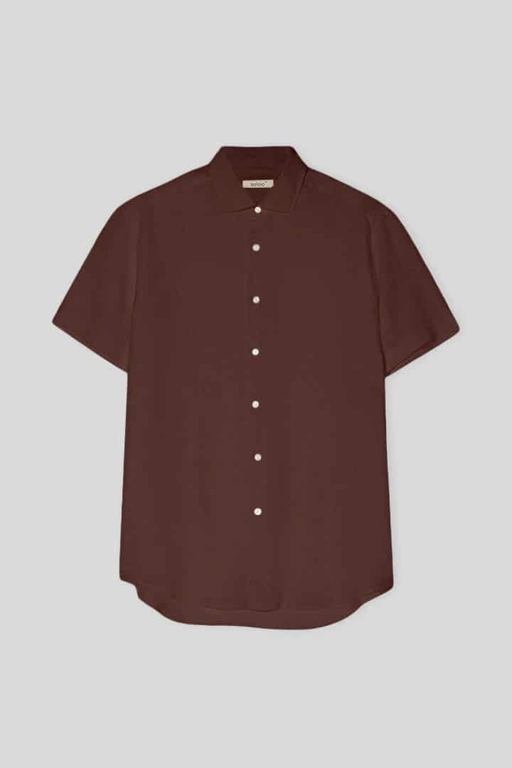 Men's linen shirt chocolat - miniatura 1