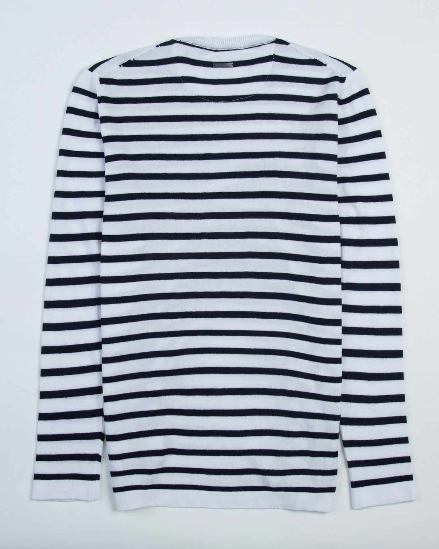 Saco Cuello Redondo Algodón Raya Azul Oscuro - miniatura 4