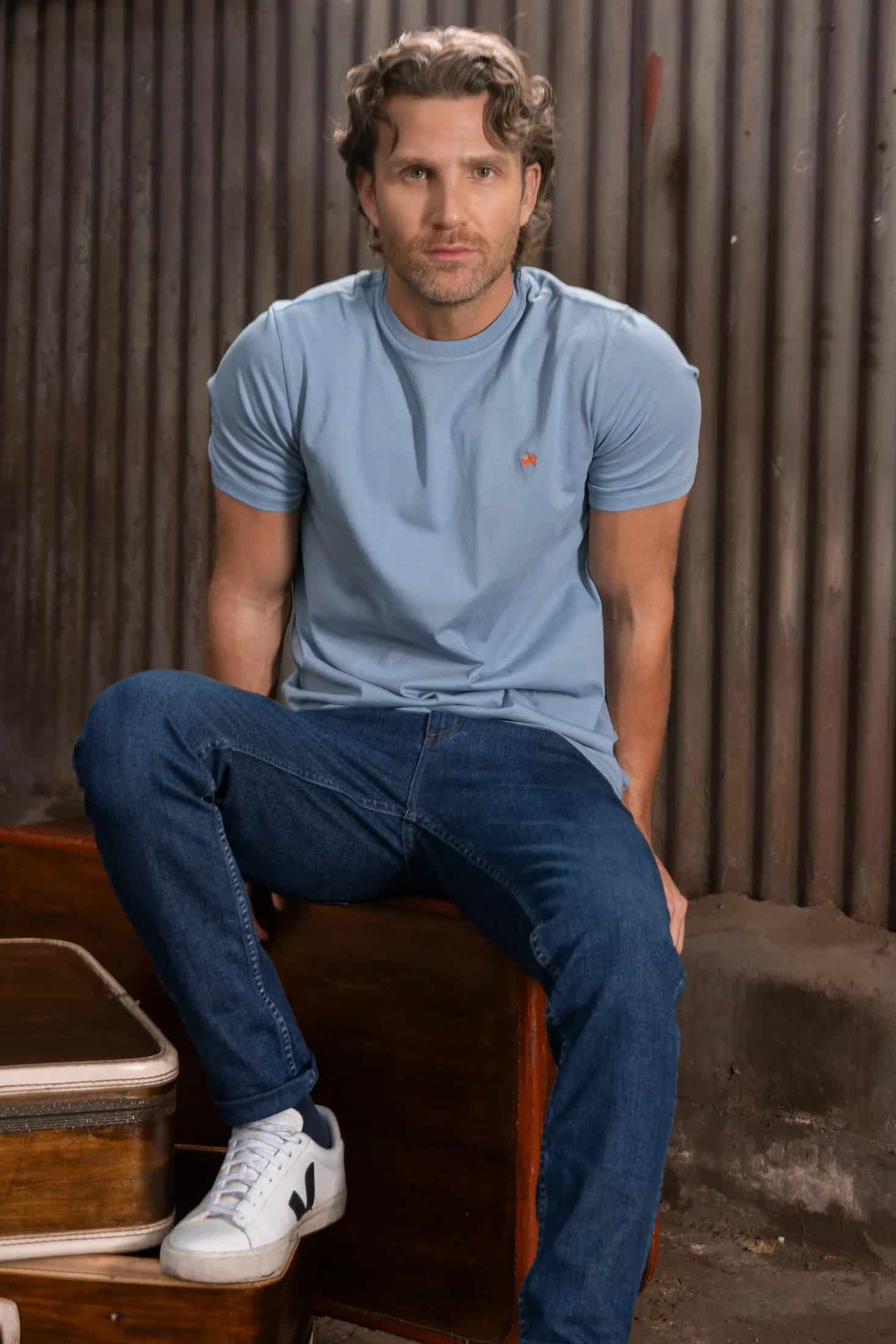 Camiseta Soft Hombre Azul Medio - miniatura 3