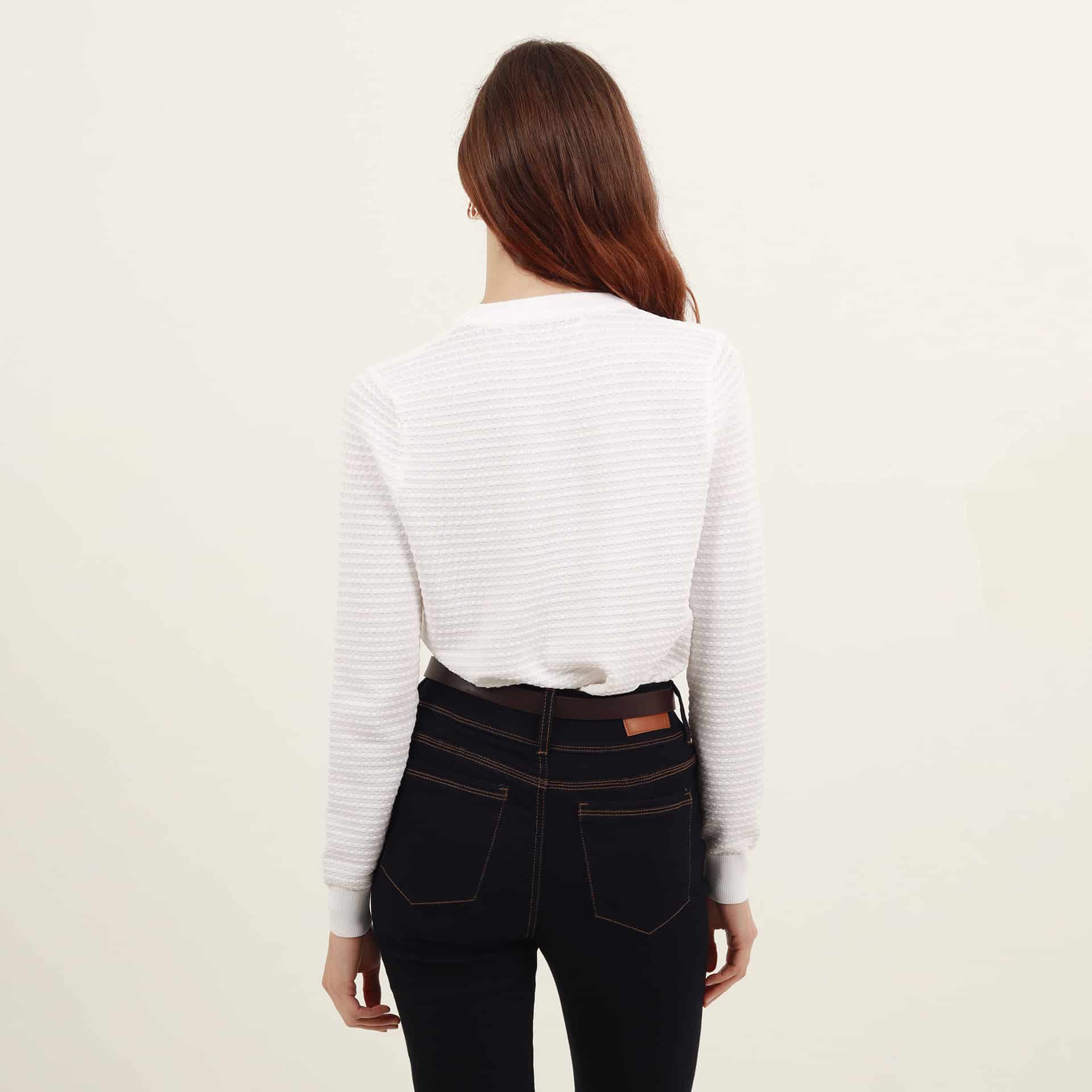 Sweater tejido texturizado cuello redondo manga larga - miniatura 13
