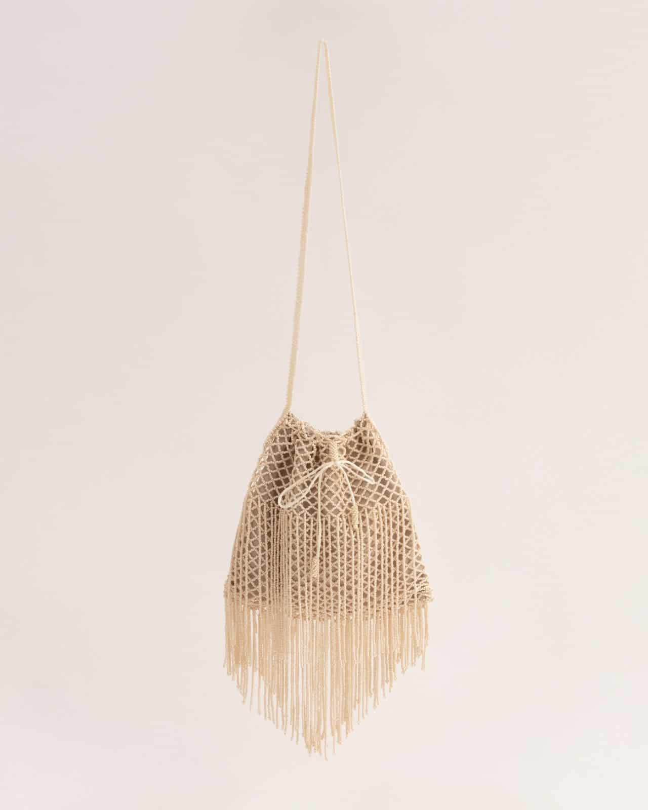 The fringe Bag (M) Ivory - miniatura 1
