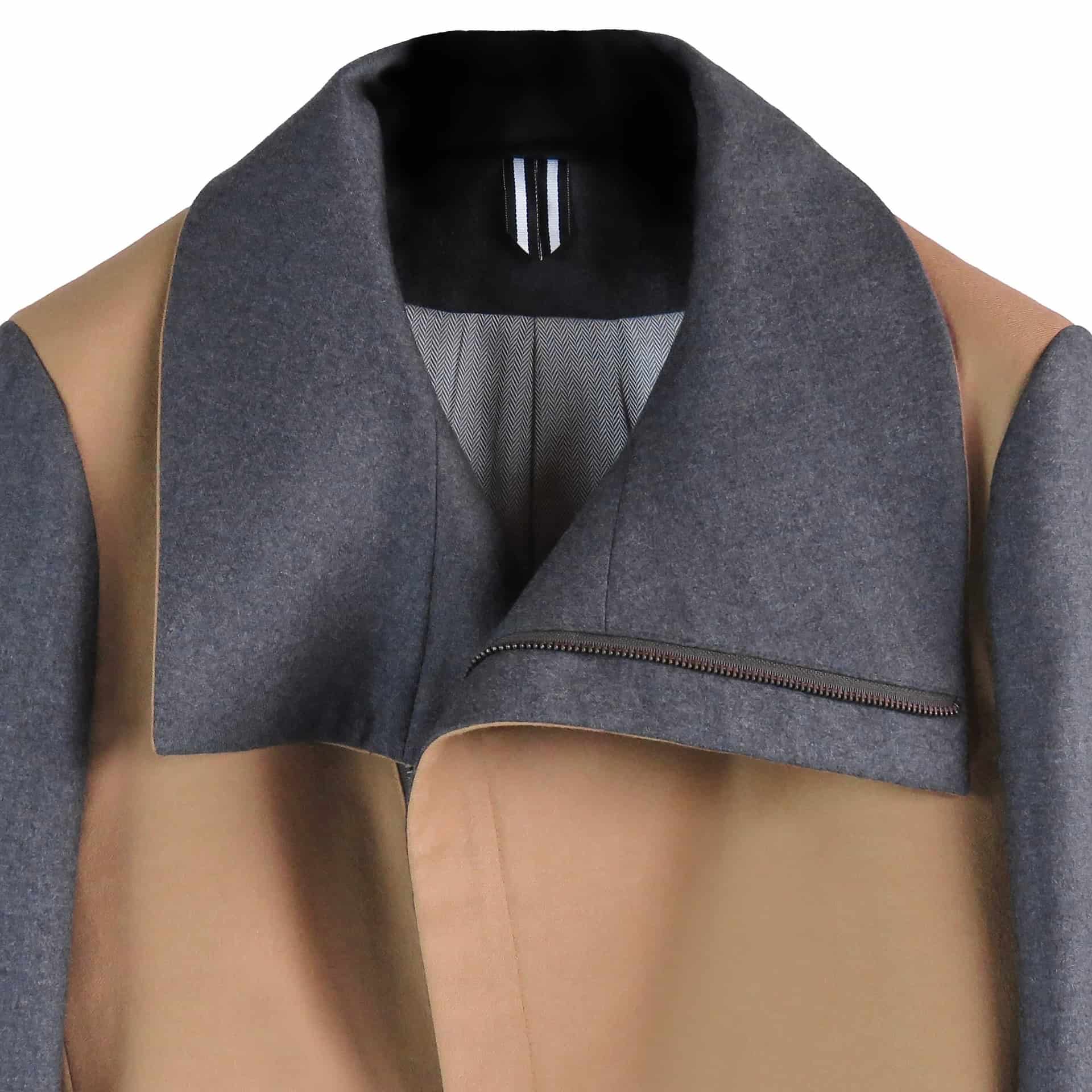 Chaqueta Larga Camel con Solapa Asimétrica - miniatura 7