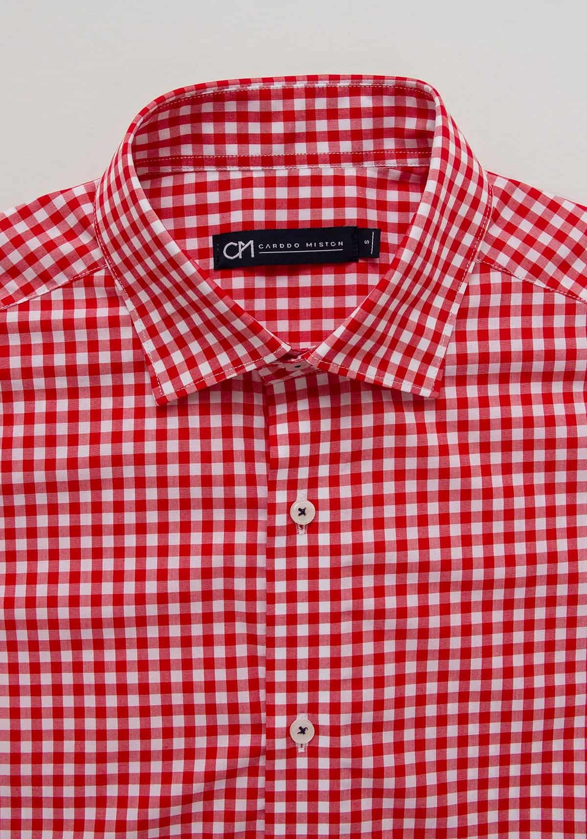 Camisa Popelín Cuadro Vichy Algodón Rojo - miniatura 2