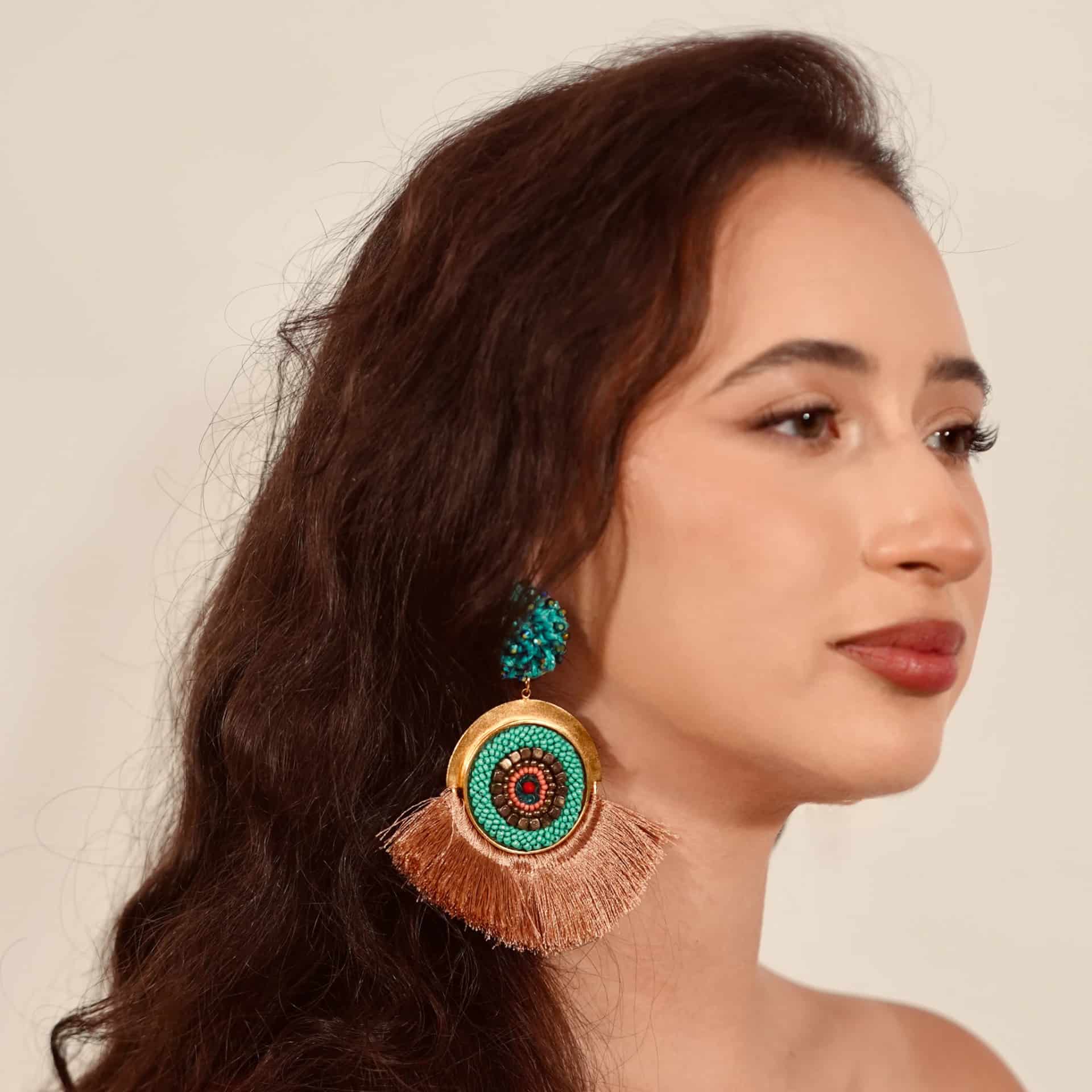 Turquoise Half Moon Earrings - miniatura 2