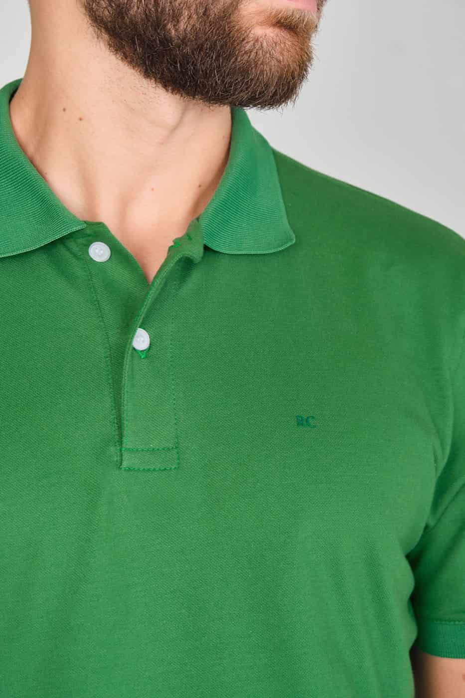 Camiseta Polo 100% Algodón Piqué Verde Oscuro - miniatura 3