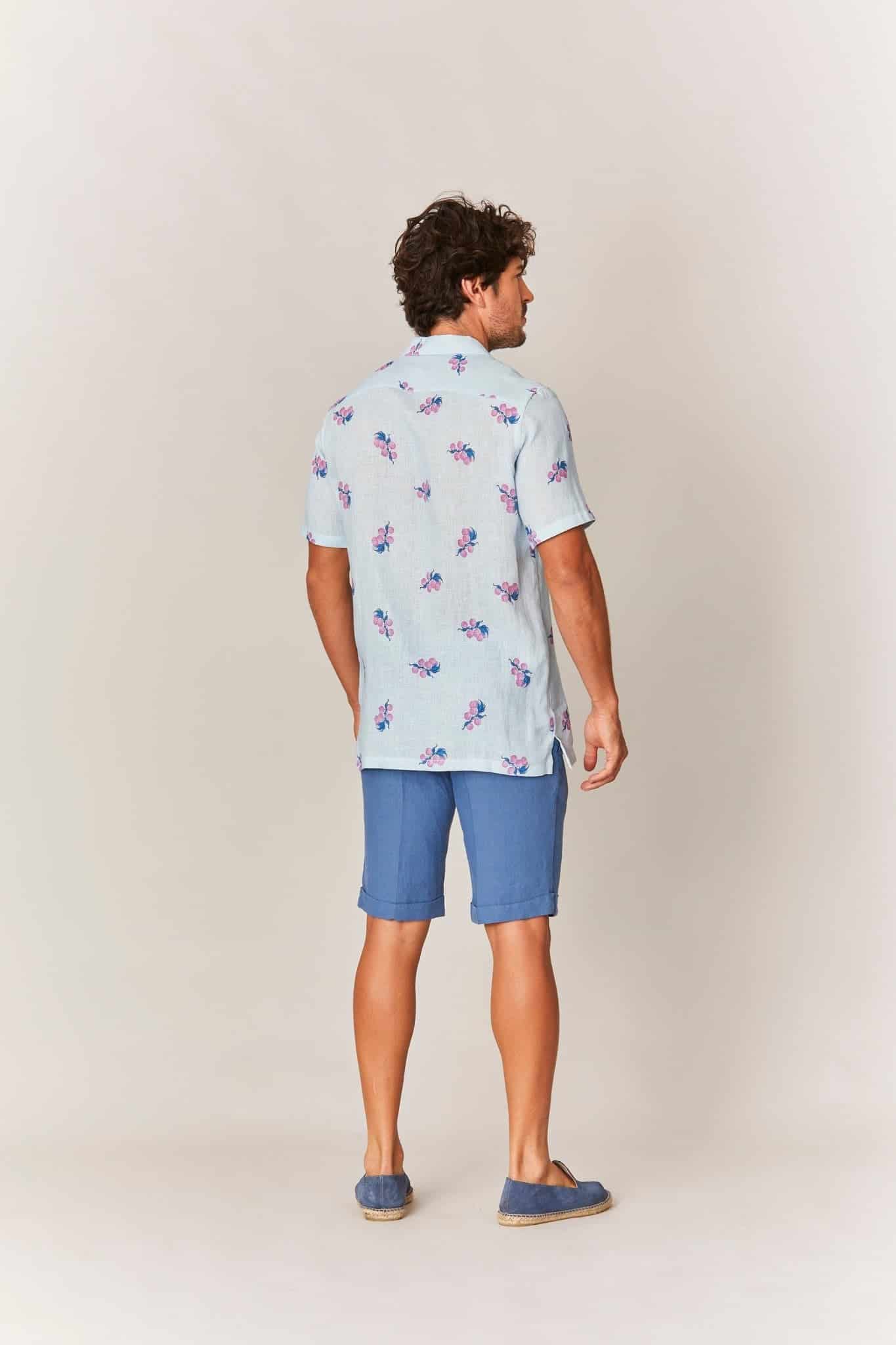 Men's linen shirt pink arezzo - miniatura 4