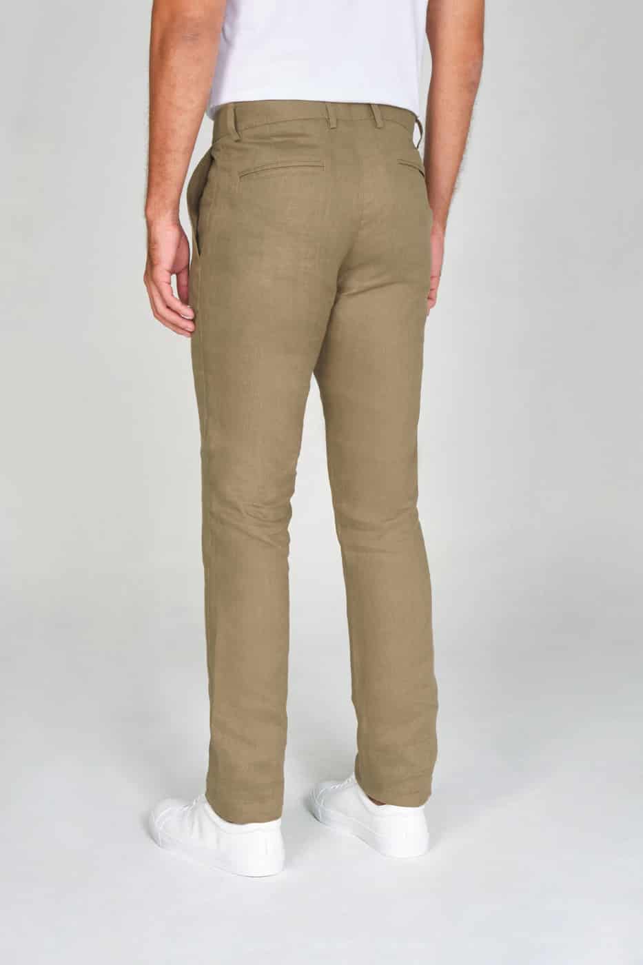 Pantalón Formal Slim Fit 100% Lino Verde Olive - miniatura 2