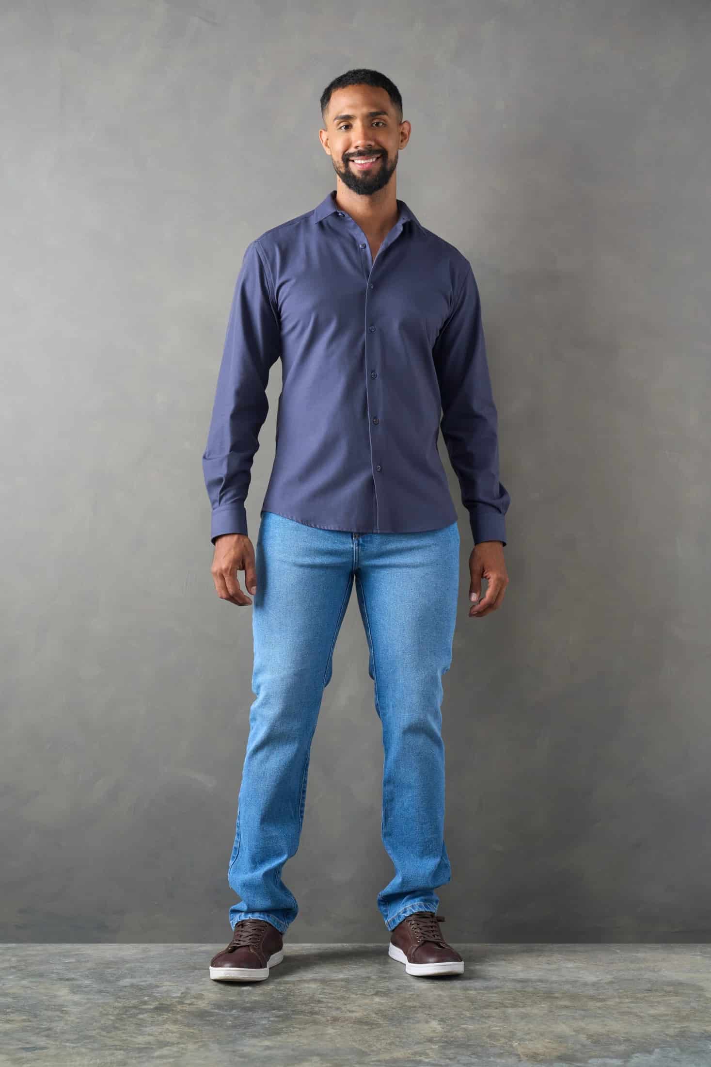 Camisa slim fit azul oscuro - miniatura 4