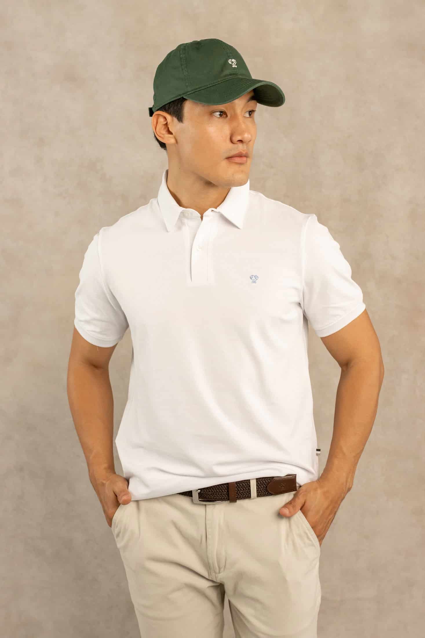 Polo antimanchas Blanco Logo Azul Medio - miniatura 4