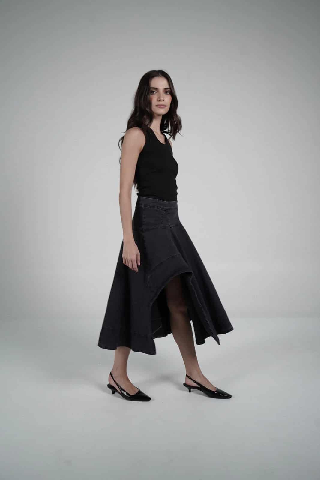 Black asymmetrical skirt - miniatura 3