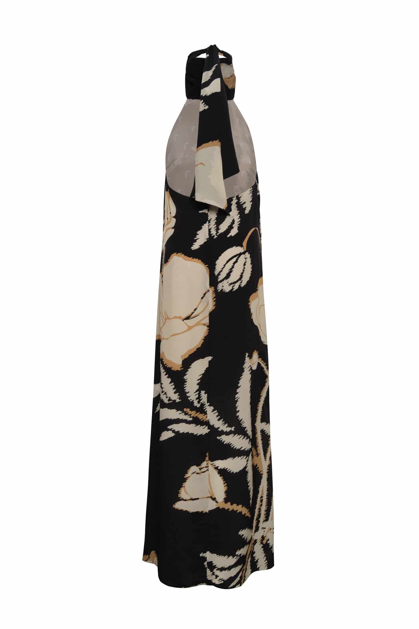 Costa Pacifica Crepe Chine Dress / Black - Beige Gladiolos - miniatura 3