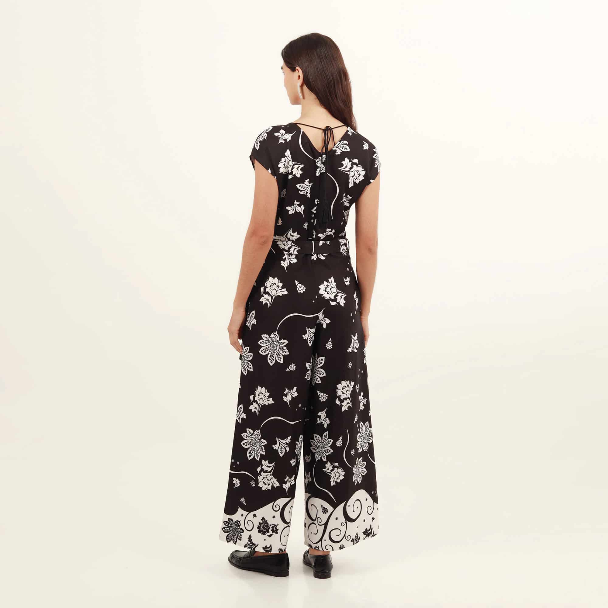 Vestido enterizo estampado largo cuello en U - miniatura 4
