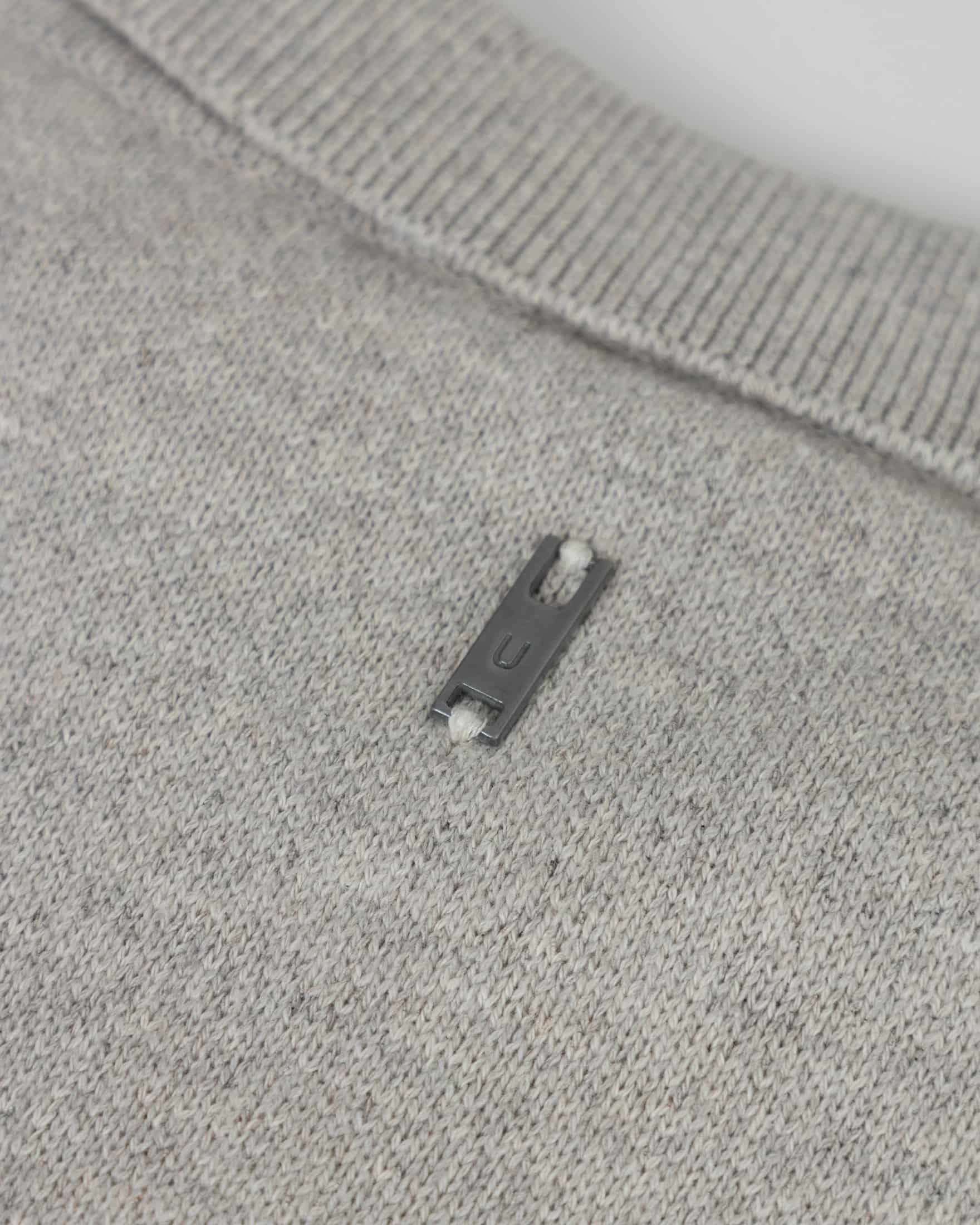 Line Knit Zip Up Long Sleeve Polo Shirt Seed Gray - miniatura 6