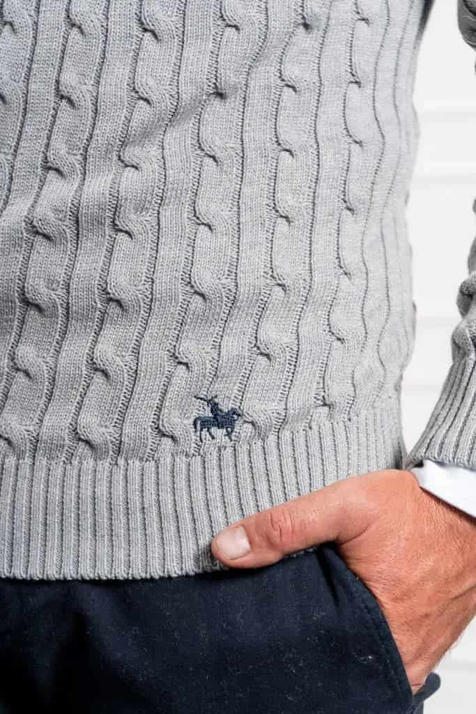 Suéter trenzado cuello redondo Hombre Gris - miniatura 5