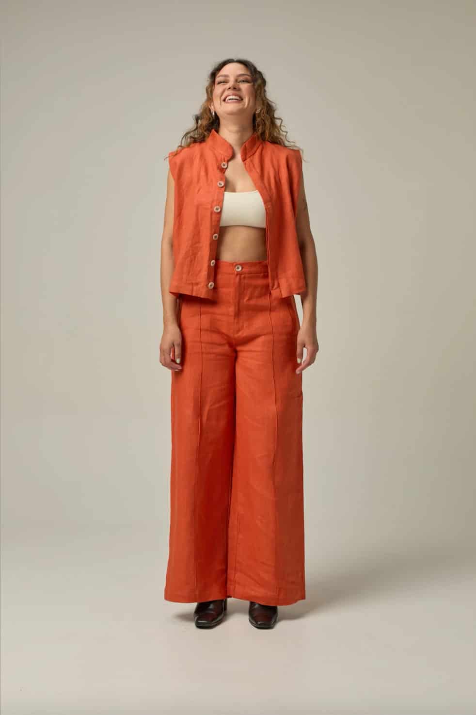 Pantalón Serre de lino | Naranja - miniatura 8