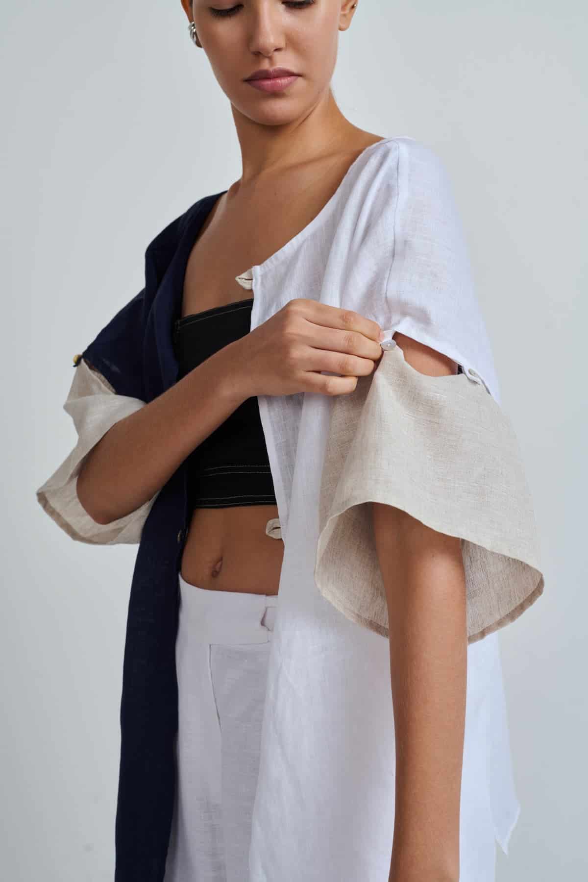 EMI TOP WHITE/NAVY/NATURAL - miniatura 1
