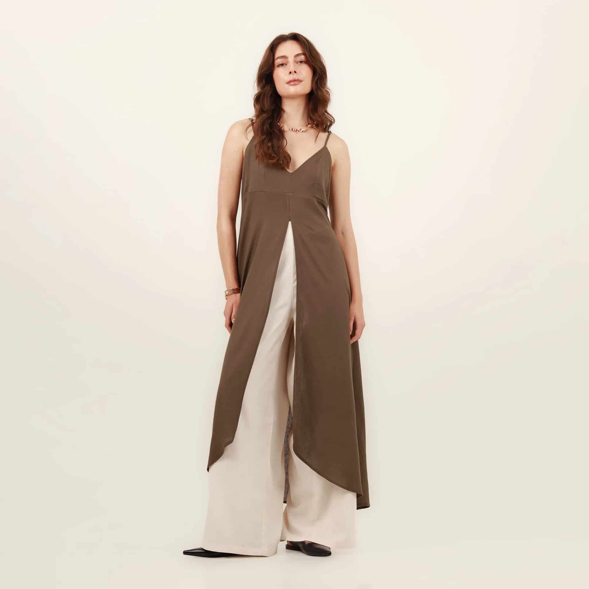 Vestido  Sobretodo Cuello V Manga Sisa - miniatura 5