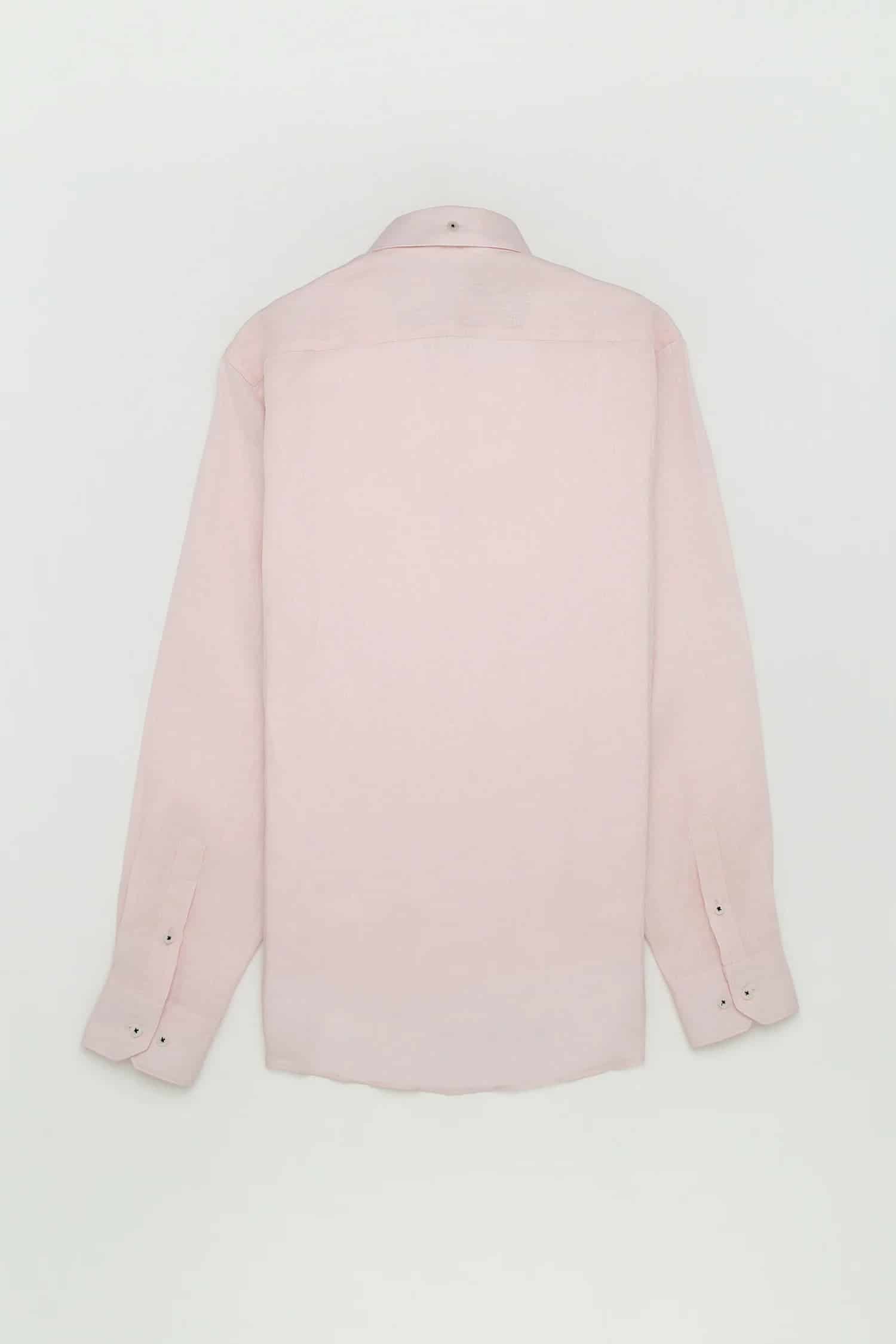 Camisa Button Down Lino Rosa Bebé - miniatura 4