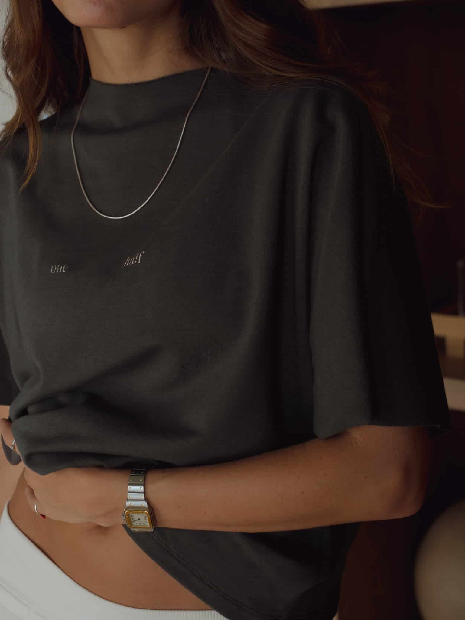 ONE HALF ROLLED SLEEVE T-SHIRT - GRAY - miniatura 7