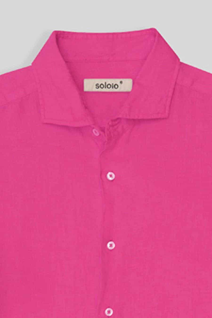 Men's linen shirt light fuxia - miniatura 4