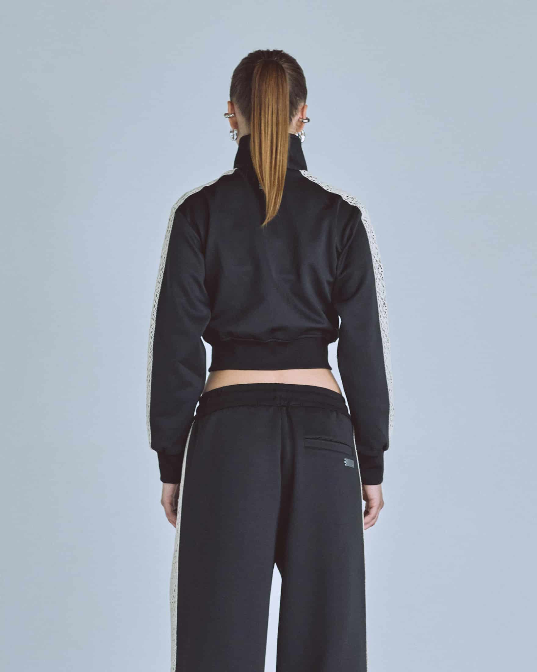 W Basics Undgld Lace-panel Track Jacket Black - miniatura 7