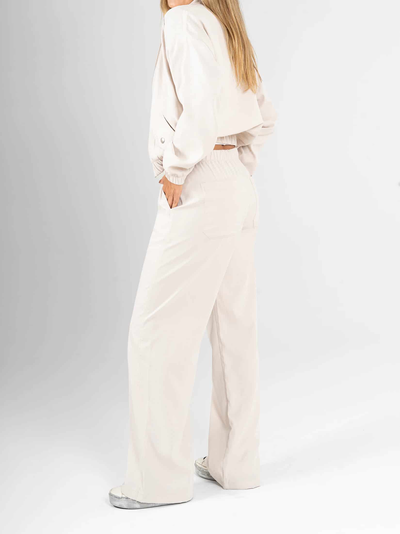 Ref: 0610692 Pantalón wide leg tejido plano liviano, tiro alto, pretina resortada, tono arena - miniatura 2