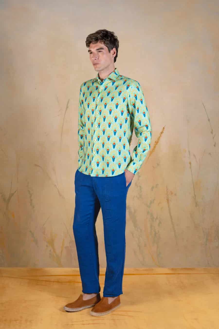 Proventus linen shirt green - miniatura 2