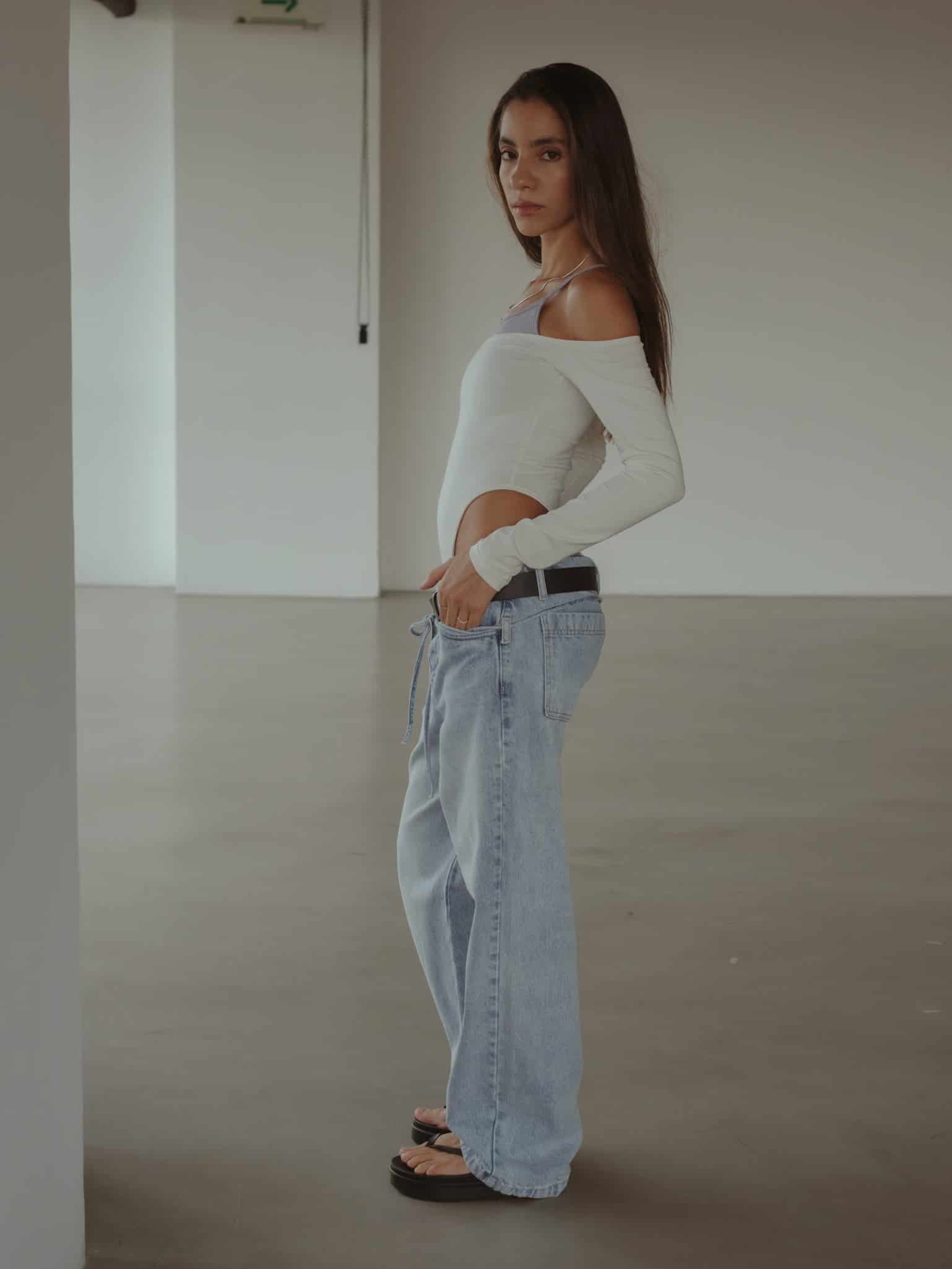 DOUBLE LAYER BODYSUIT - CREAMY & JASPE GRAY - miniatura 6