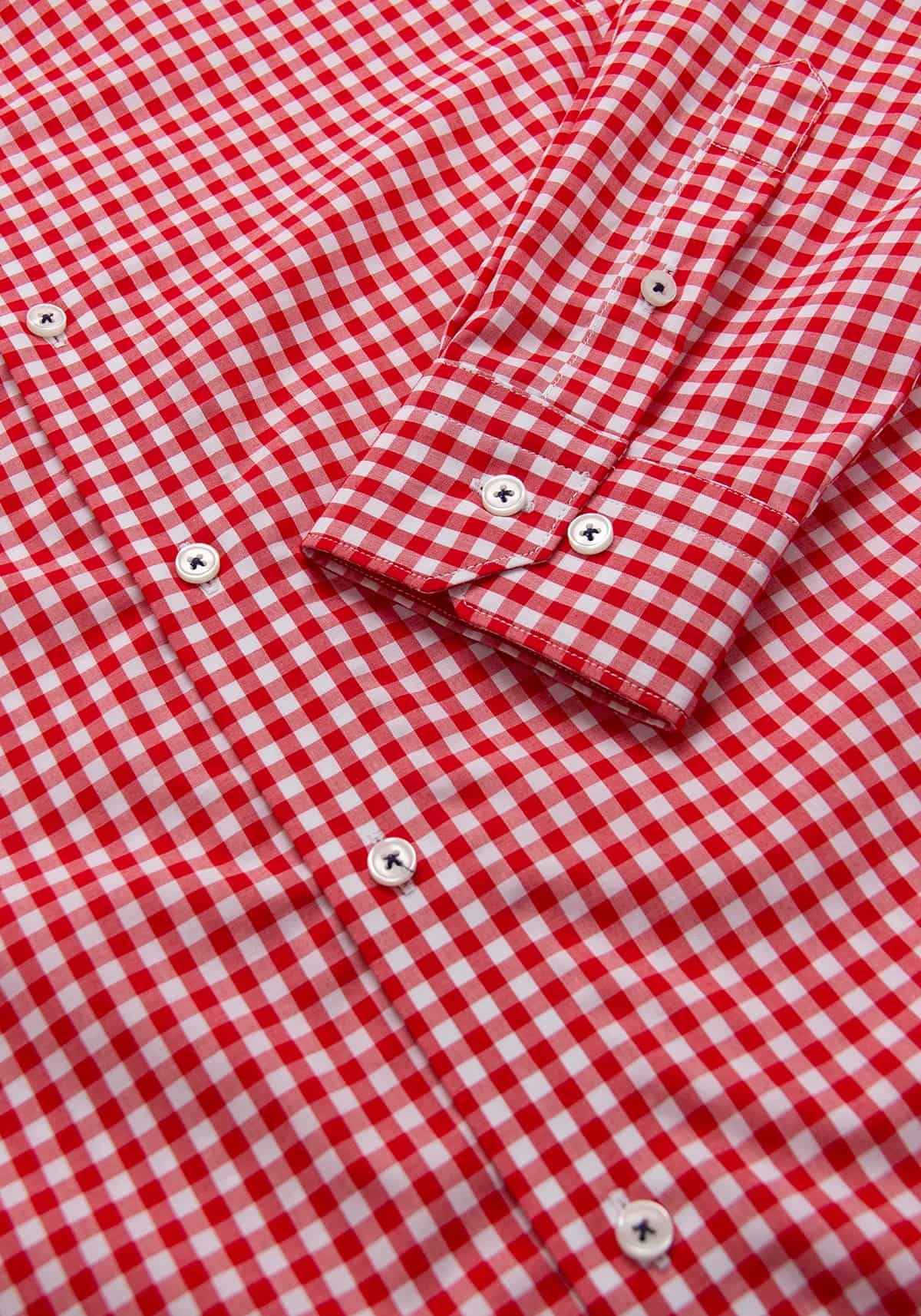 Camisa Popelín Cuadro Vichy Algodón Rojo - miniatura 3
