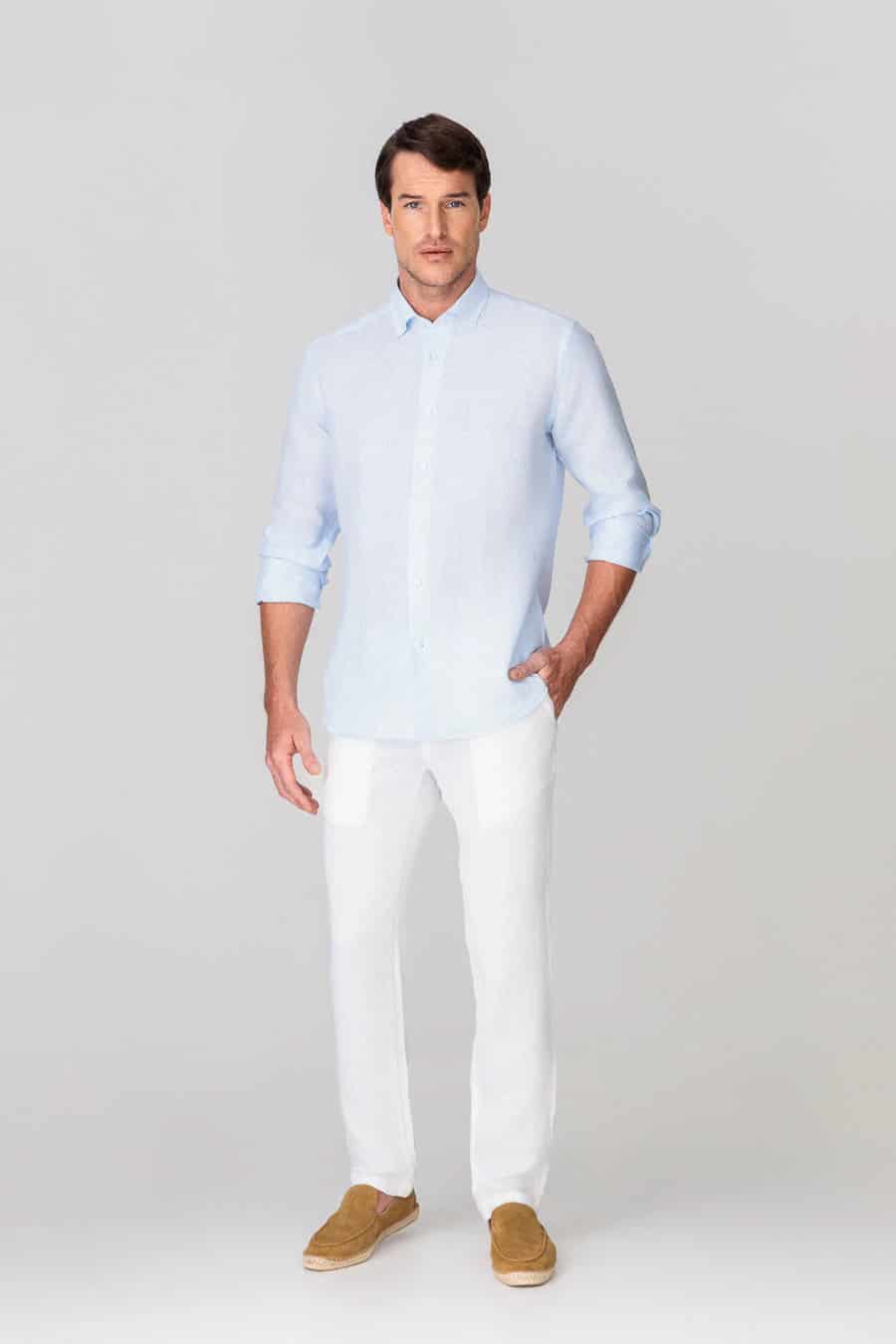 Men's linen pants white - miniatura 4
