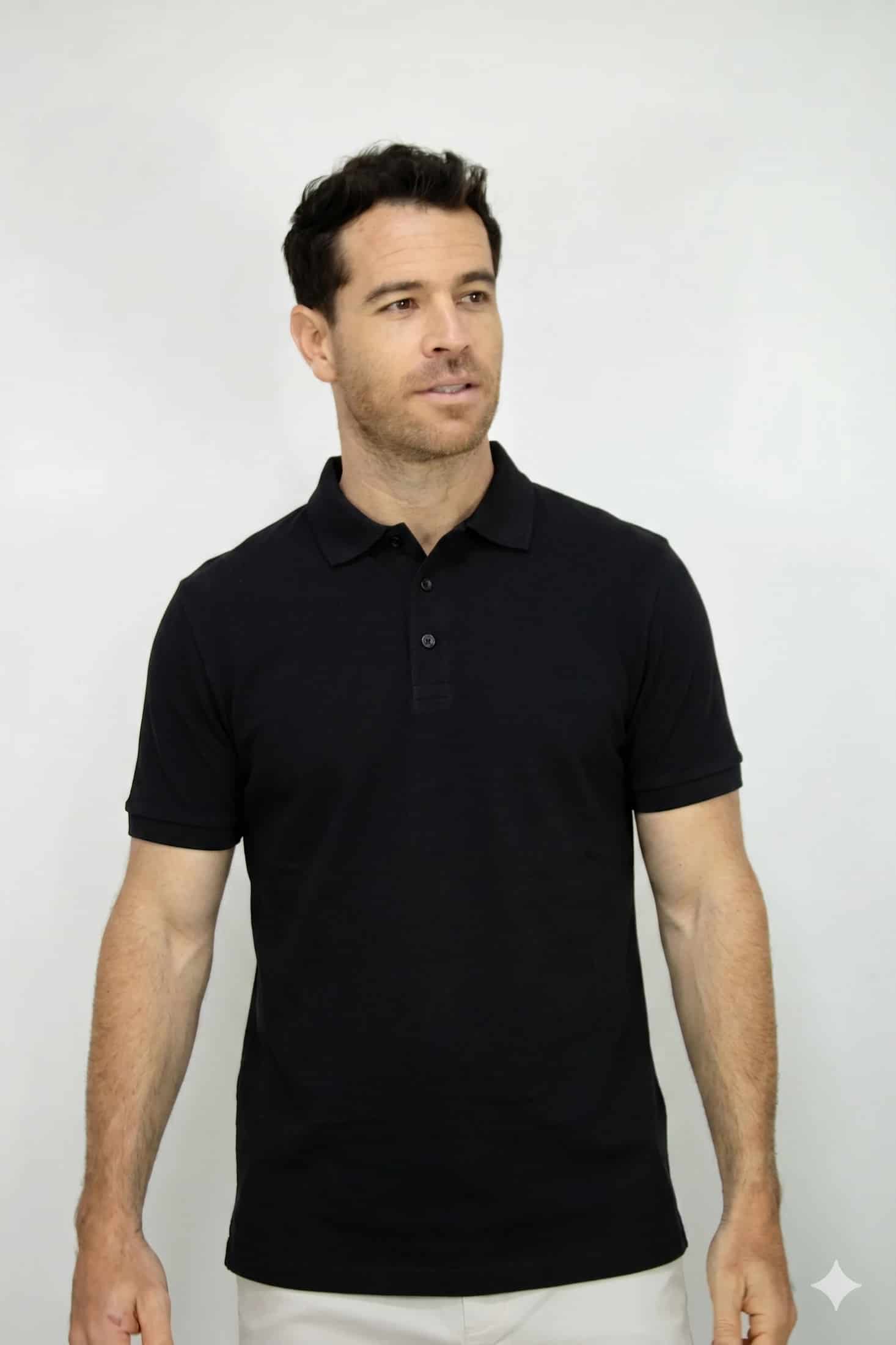 Polo Deportiva Negra Para Hombre - miniatura 1