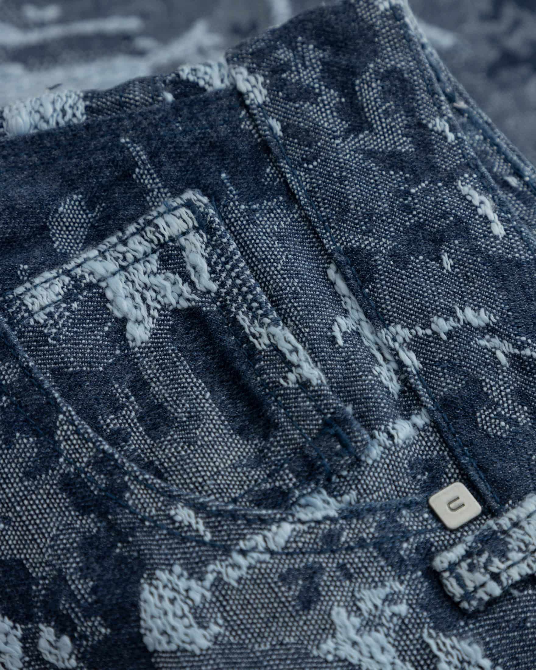 W Capsule Basic Jacquard Wide Jeans Cammo Blue - miniatura 4
